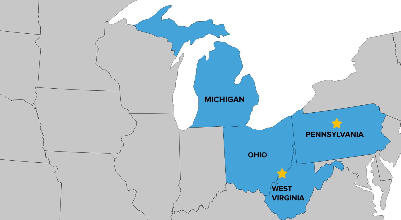 PVS Oil and Gas area of Operation: Michigan, Ohio, Pennsylvania, West Virginia